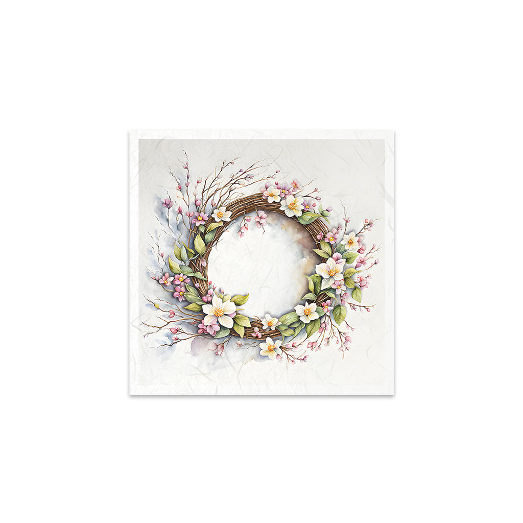 Floral wreaths in coordinated Mini Rice Paper Sets. Great for Card Making, Scrapbooking, Decoupage Art