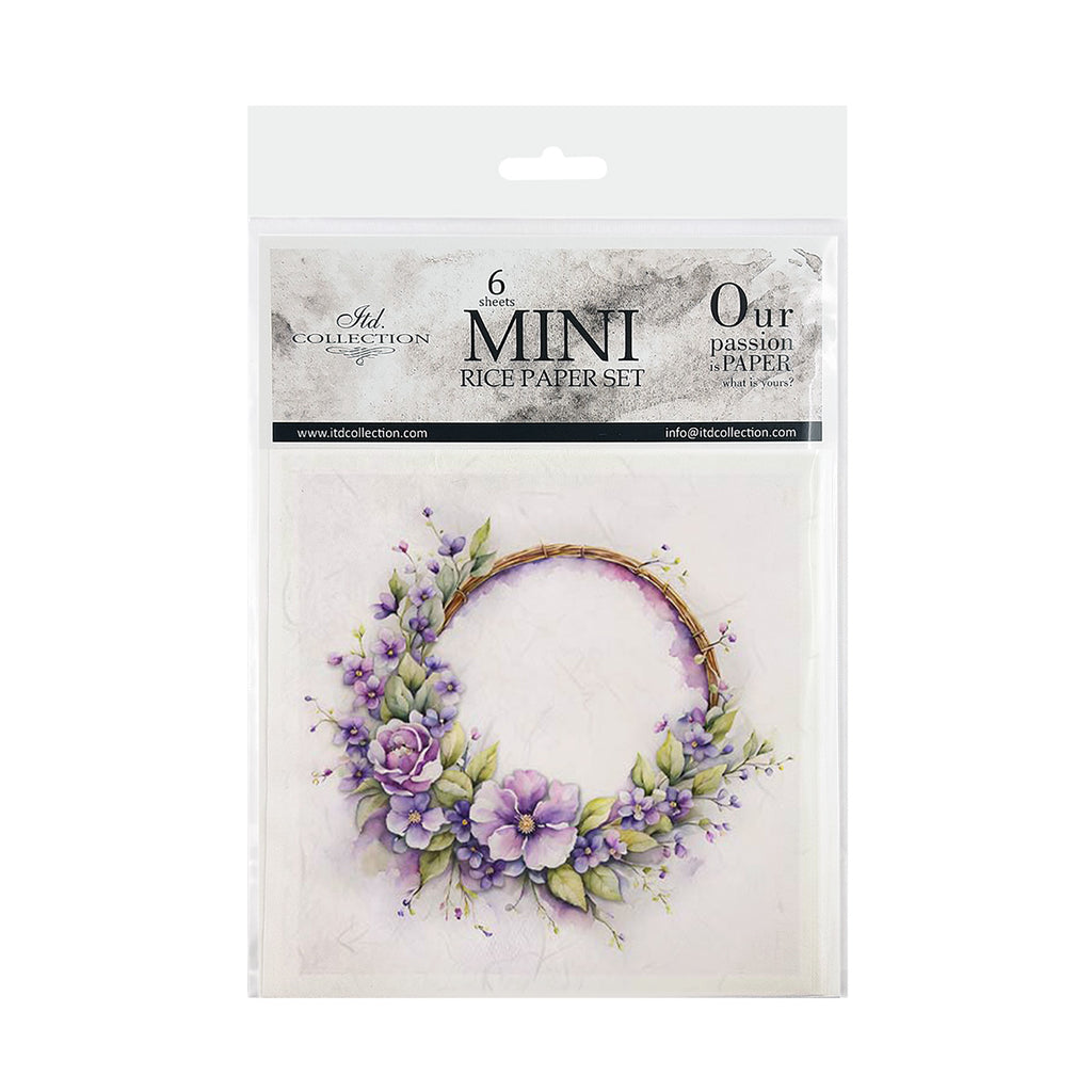 Floral wreaths in coordinated Mini Rice Paper Sets. Great for Card Making, Scrapbooking, Decoupage Art