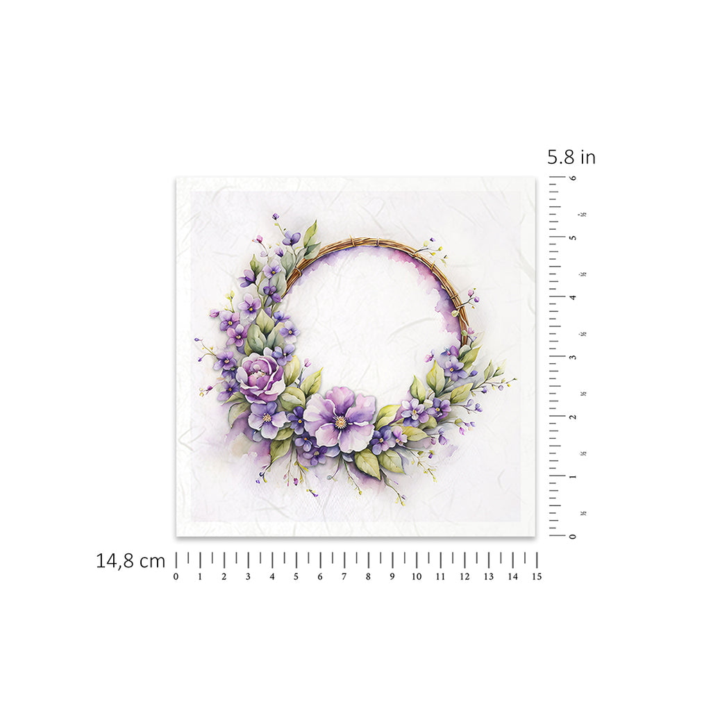 Floral wreaths in coordinated Mini Rice Paper Sets. Great for Card Making, Scrapbooking, Decoupage Art