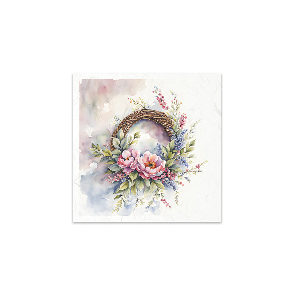 Floral wreaths in coordinated Mini Rice Paper Sets. Great for Card Making, Scrapbooking, Decoupage Art