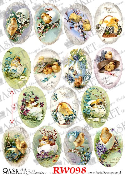 Multi-scenes of yellow chicks in eggs and hats with spring flowers by Asket collection