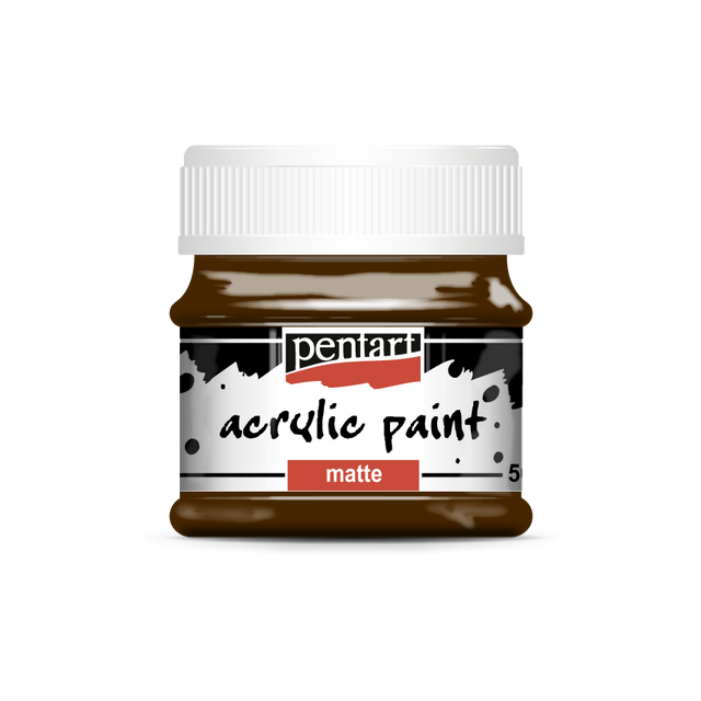 Reddish Brown  acrylic paint matte  paint in clear jar with black top from Pentart