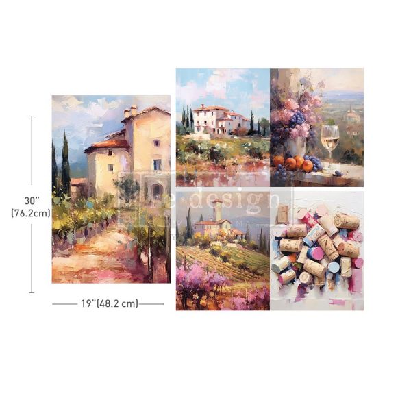 Romantic Getaway ReDesign with Prima Decoupage Tissue Paper set of 3 designs. The large 19"x30" size features flower meadows near country estate.