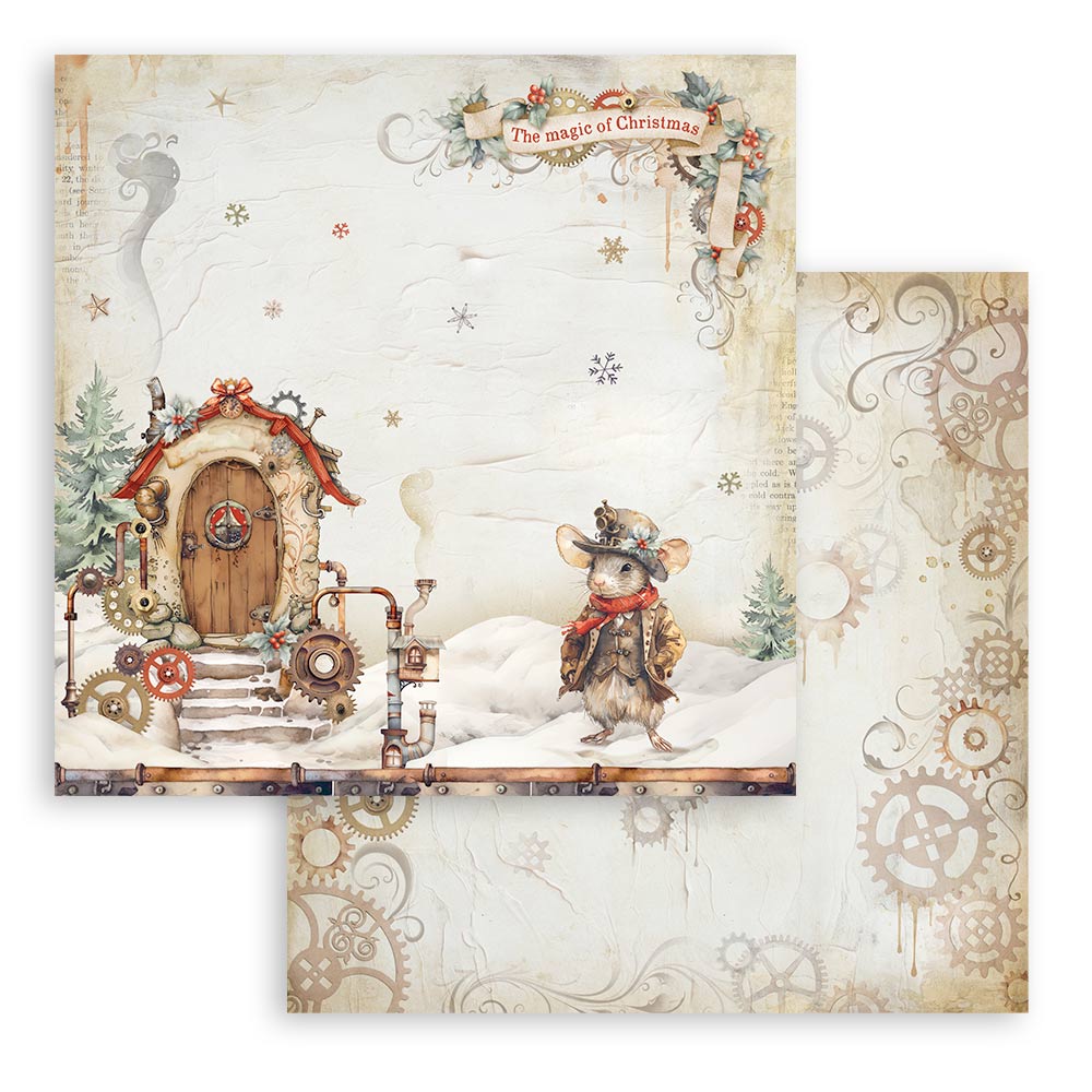 Gear Up For Christmas Stamperia Scrapbooking 12x12 Paper Set. These beautiful high quality papers by Stamperia are themed sets with coordinating designs