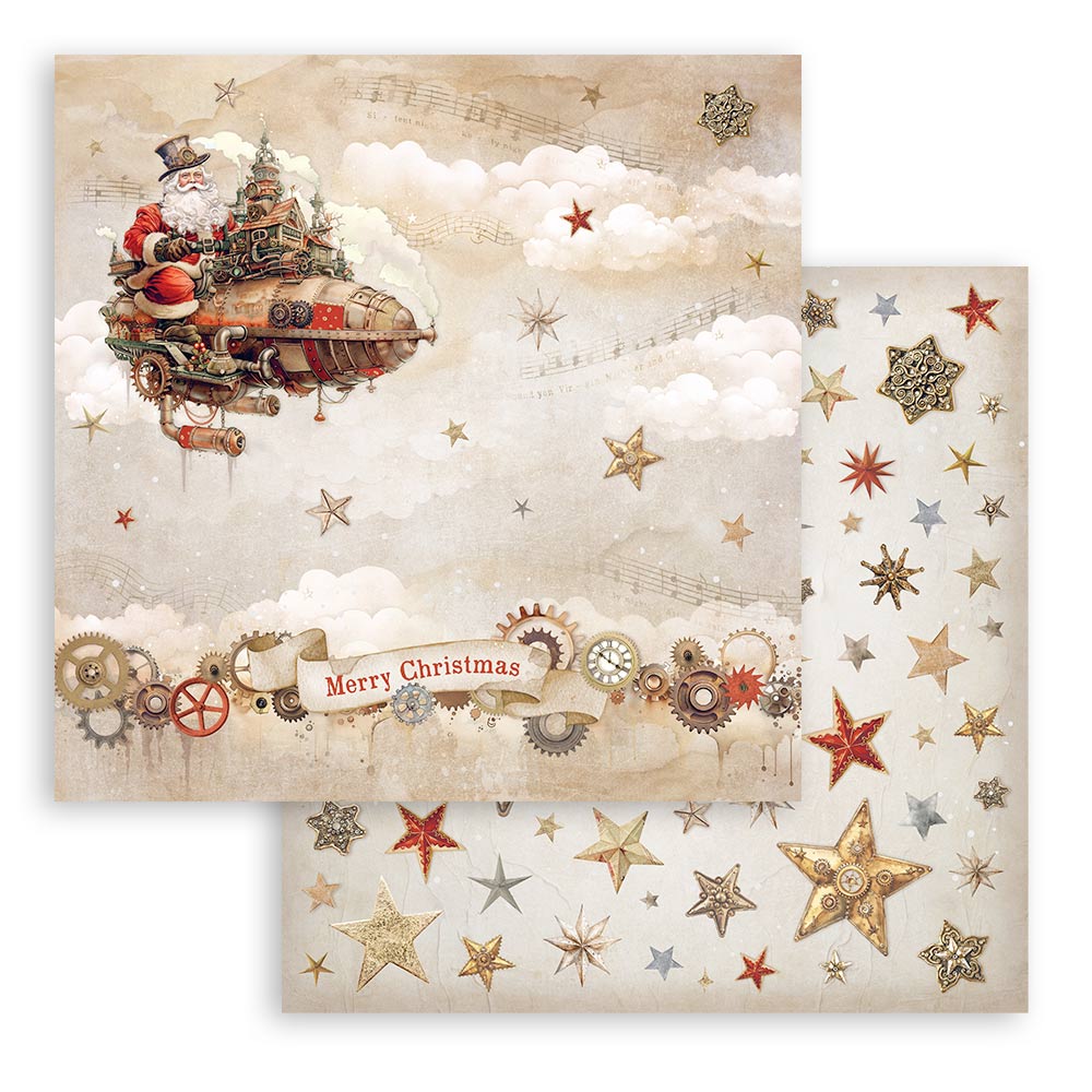 Gear Up For Christmas Stamperia Scrapbooking 12x12 Paper Set. These beautiful high quality papers by Stamperia are themed sets with coordinating designs