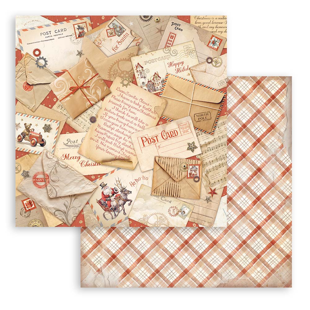 Gear Up For Christmas Stamperia Scrapbooking 12x12 Paper Set. These beautiful high quality papers by Stamperia are themed sets with coordinating designs