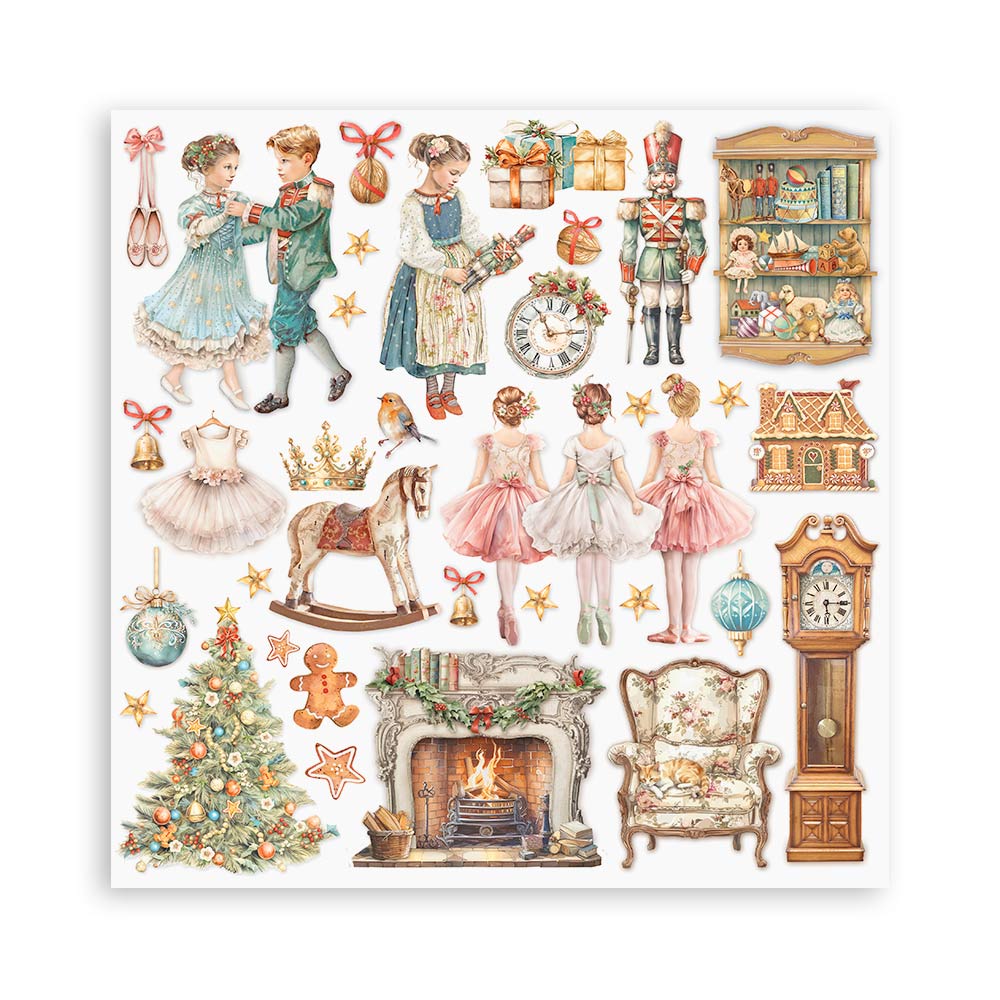 The Nutcracker Stamperia Scrapbooking 12x12 Paper Set. These beautiful high quality papers by Stamperia are themed sets with coordinating designs