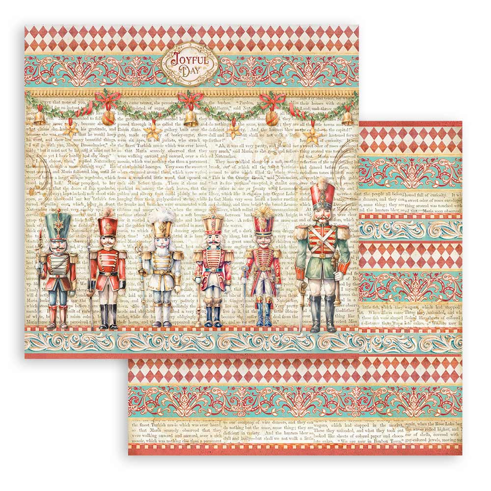 The Nutcracker Stamperia Scrapbooking 12x12 Paper Set. These beautiful high quality papers by Stamperia are themed sets with coordinating designs