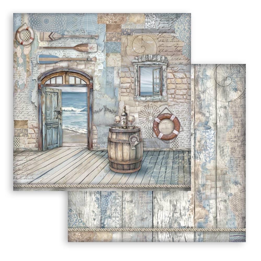 Silent Sea Stamperia Scrapbooking 12x12 Paper Set. These beautiful high quality papers by Stamperia are themed sets with coordinating designs