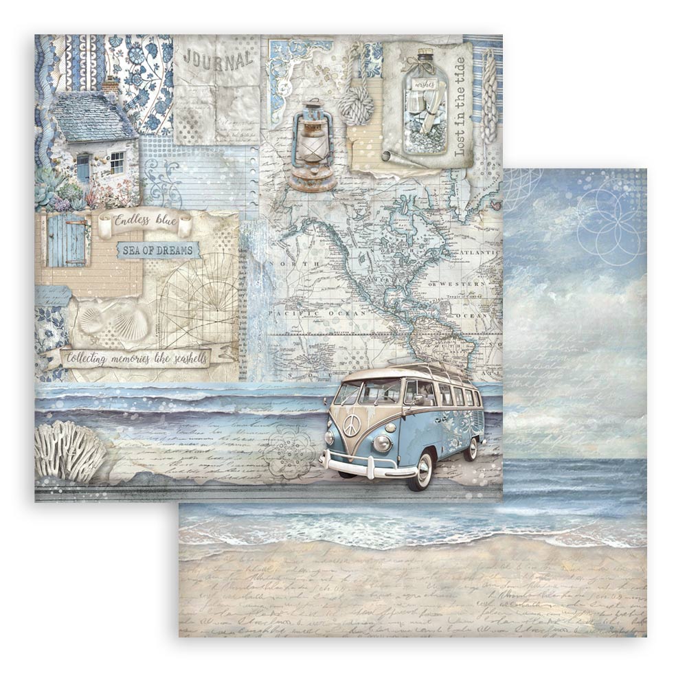 Silent Sea Stamperia Scrapbooking 12x12 Paper Set. These beautiful high quality papers by Stamperia are themed sets with coordinating designs