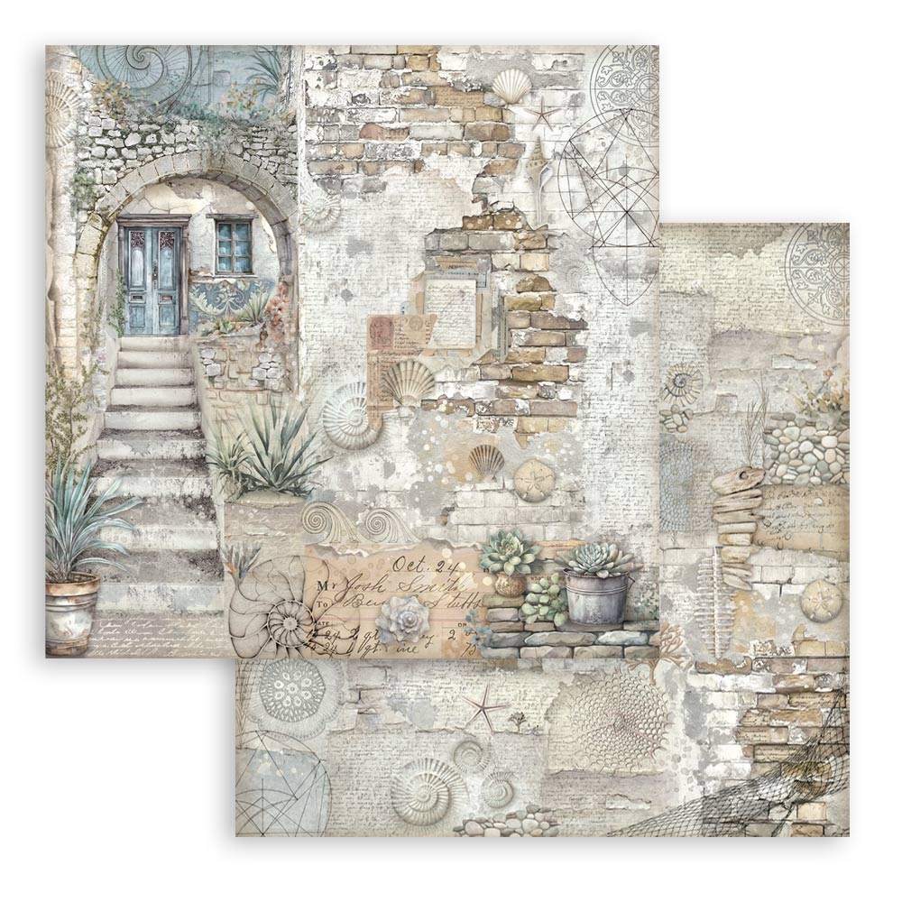 Silent Sea Stamperia Scrapbooking 12x12 Paper Set. These beautiful high quality papers by Stamperia are themed sets with coordinating designs
