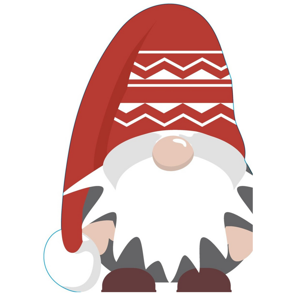 Red capped christmas gnome on white background Decoupage Napkin Shape