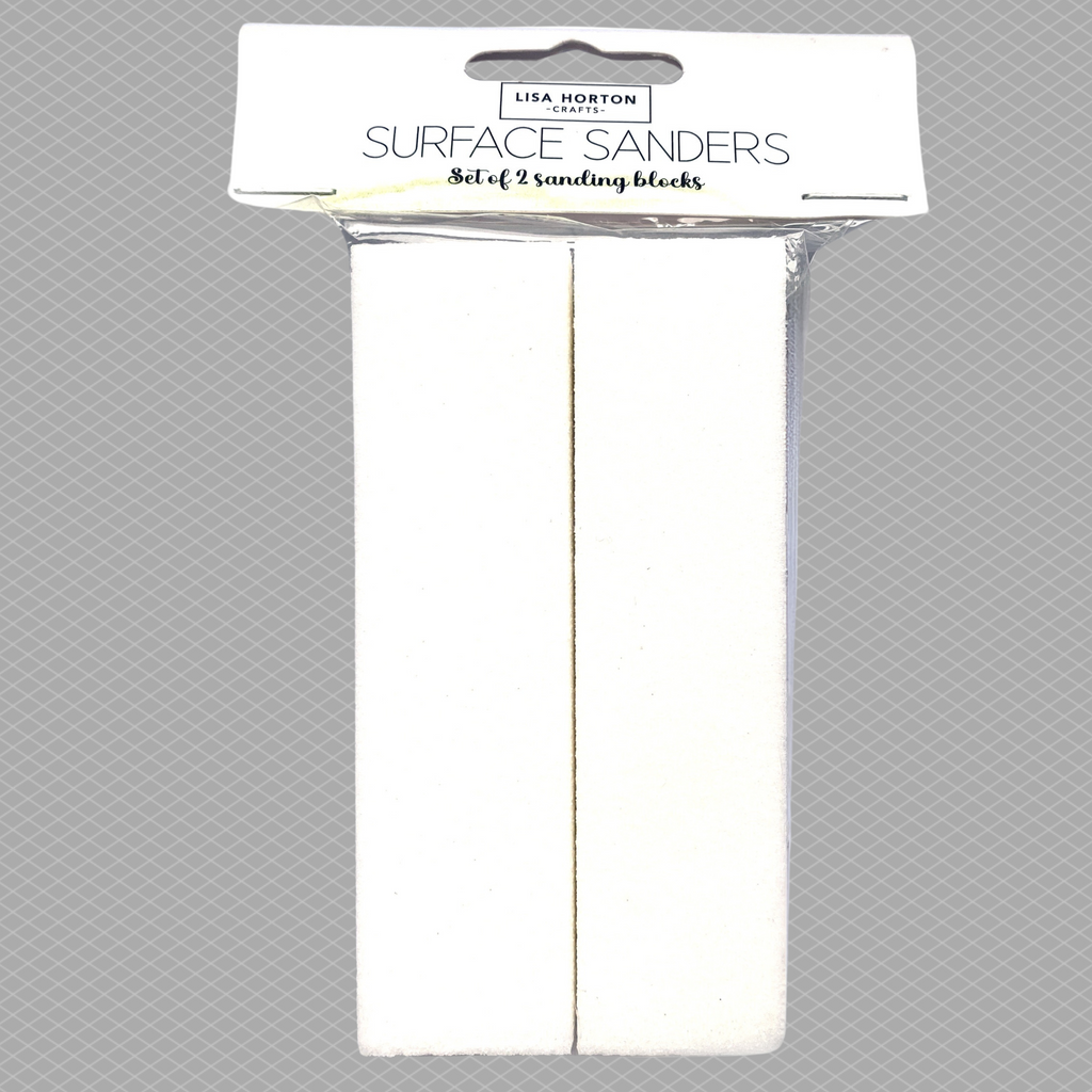 Set of two, 1" x 5" white surface sanders by Lisa Horton. For sanding crafts and craft paper.