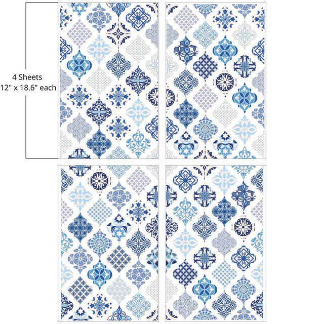 Blue and white stylized diamond pattern by Belles and Whistles Rub on Transfer Decal