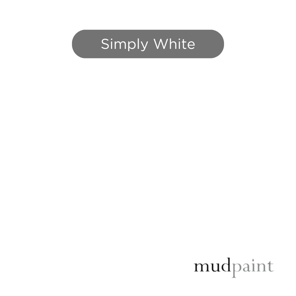 Simply White MudPaint. Our clay-based formula ensures a smooth matte finish every time