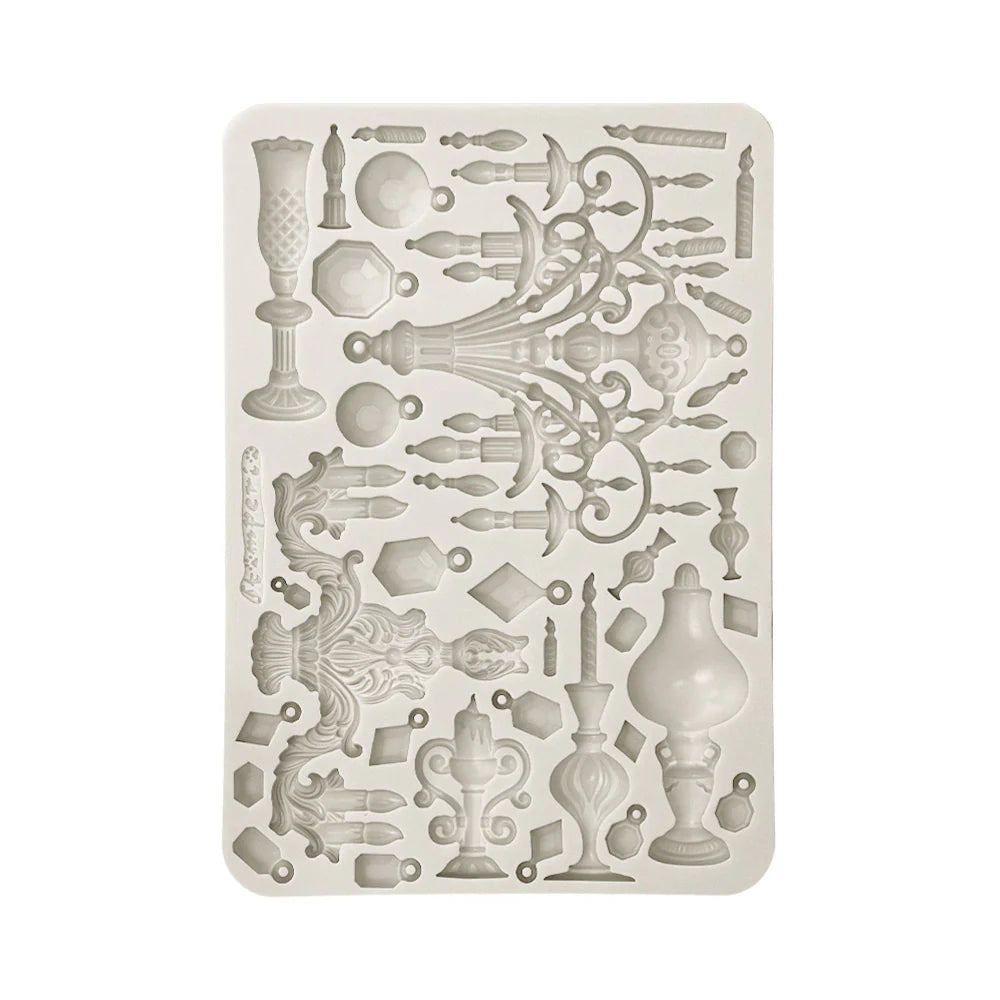 Candle Holders silicone mold by Stamperia Masquerade collection.