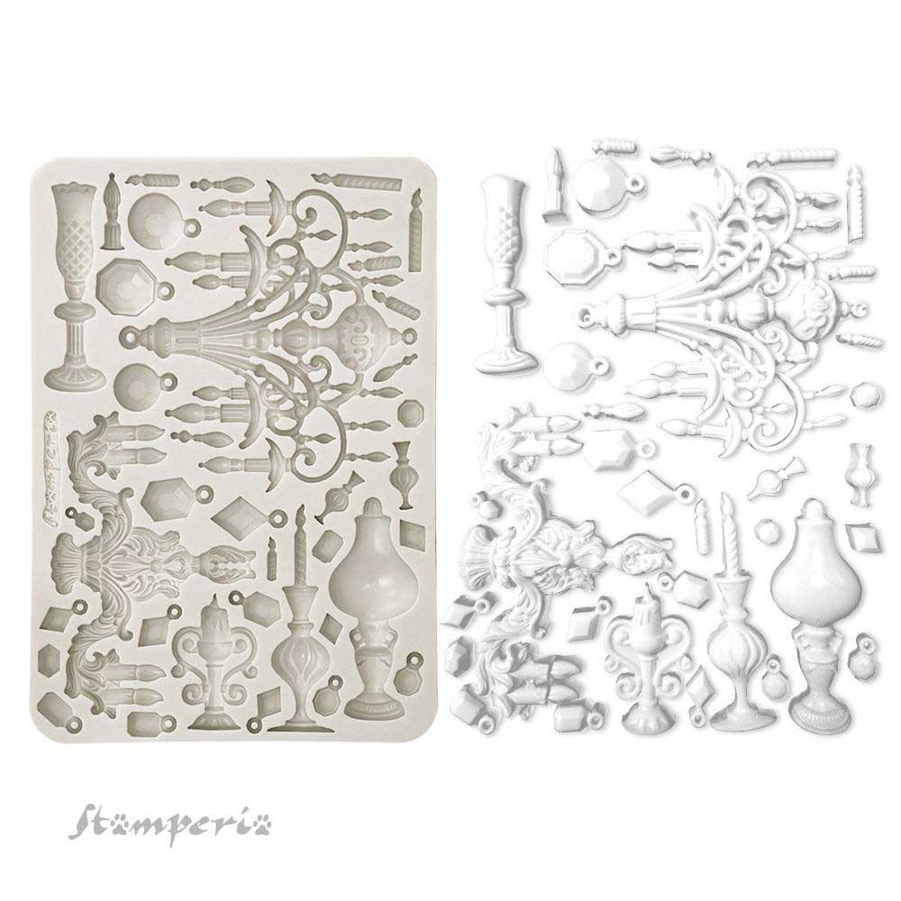 Candle Holders silicone mold by Stamperia Masquerade collection.