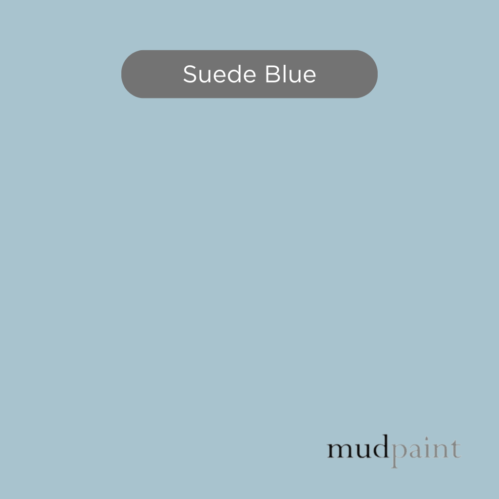 Suede Blue MudPaint. Our clay-based formula ensures a smooth matte finish every time.