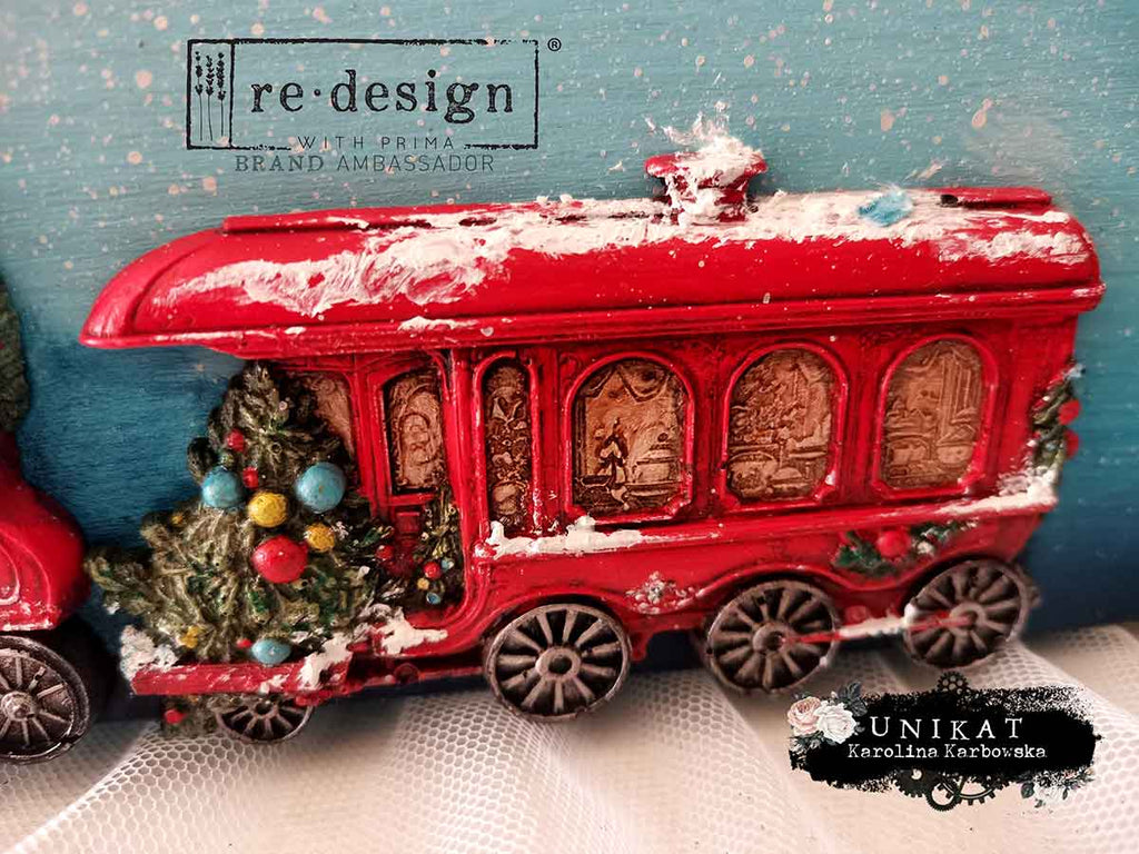 Redesign with Prima The Jolly Express mold with 5 figures; festive locomotive train cars