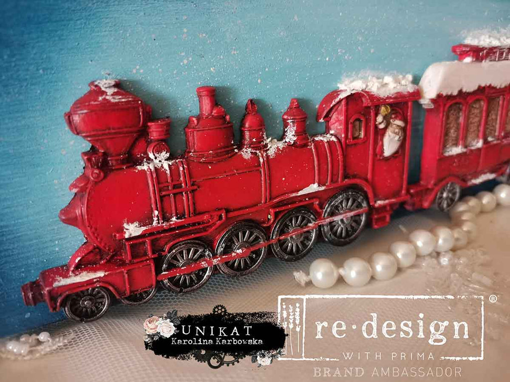 Redesign with Prima The Jolly Express mold with 5 figures; festive locomotive train cars