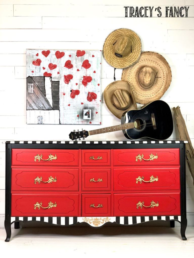 chalk paint red dresser 3 Tips for Painting Red Furniture from Melanie at Lost & Found
