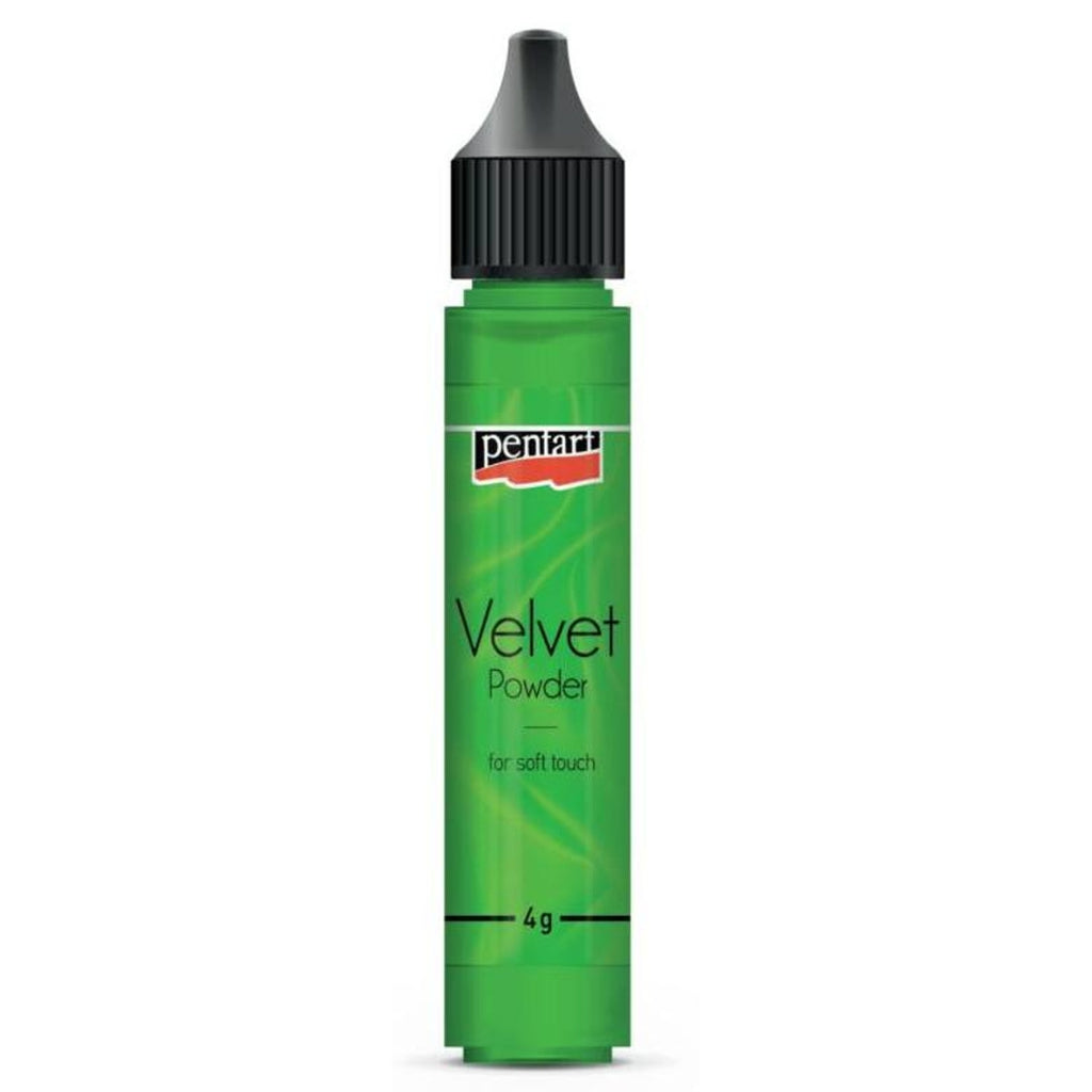 Green Pentart Velvet Powder bottle on a white background