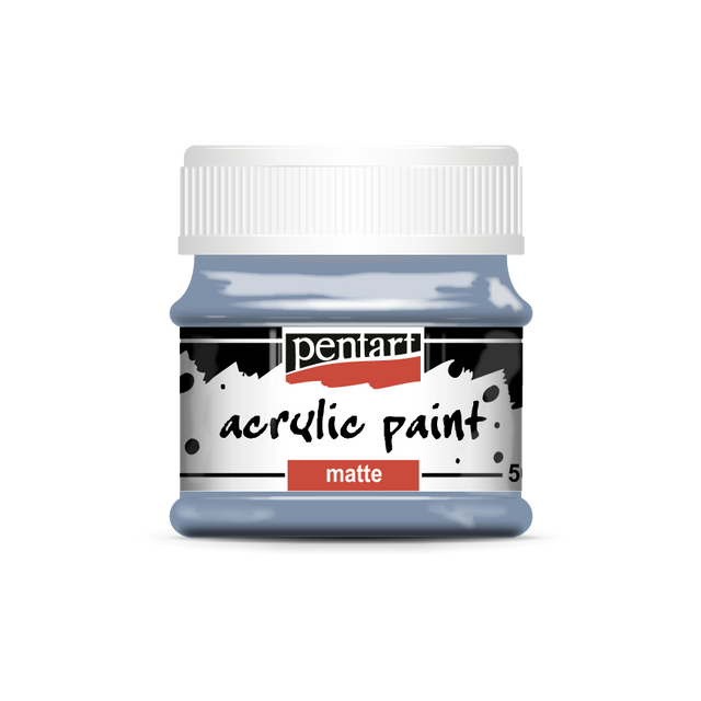 Vintage Blue  acrylic paint matte  paint in clear jar with White top from Pentart