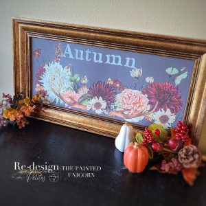 Fall peach and burgundy florals. ReDesign with Prima Willow Way Decor Transfers® are easy to use rub-on transfers for Furniture and Mixed Media uses.