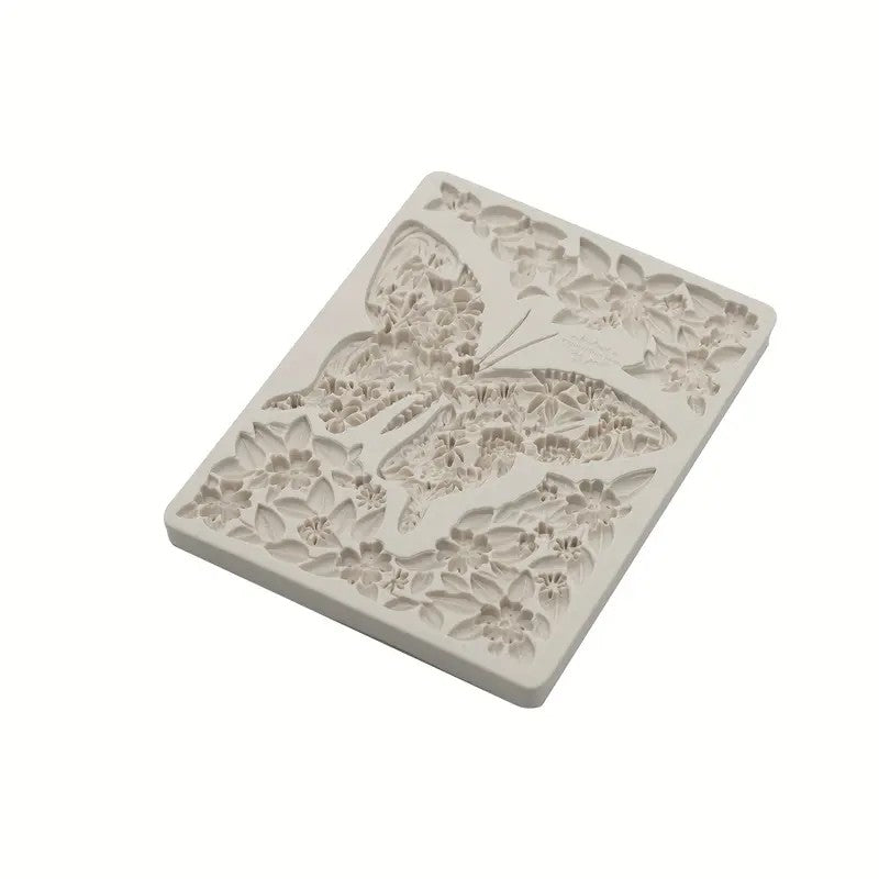 Silicone Craft Accent Mold. Butterfly with floral wings and flowers