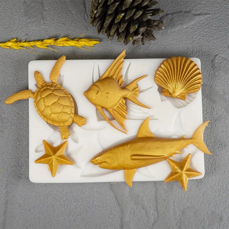 Silicone Craft Accent Mold. Fish shark turtle shell starfish