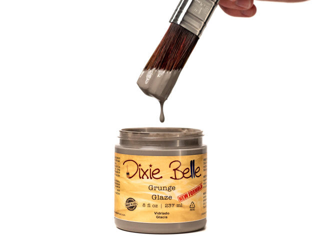 Jar of Dixie Belle Glaze in the light brown color of Grunge