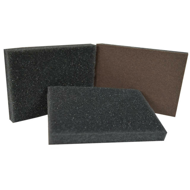 3 Sponges black on the foam side and brown on the coarse side