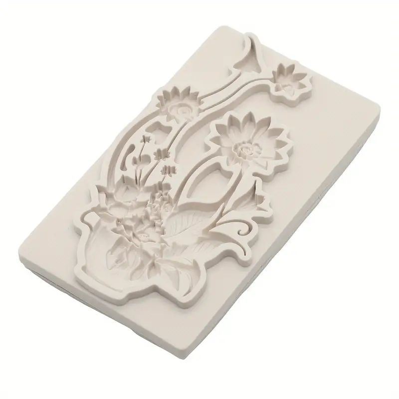 Silicone Craft Accent Mold. Teacup filled with flowers and leaves