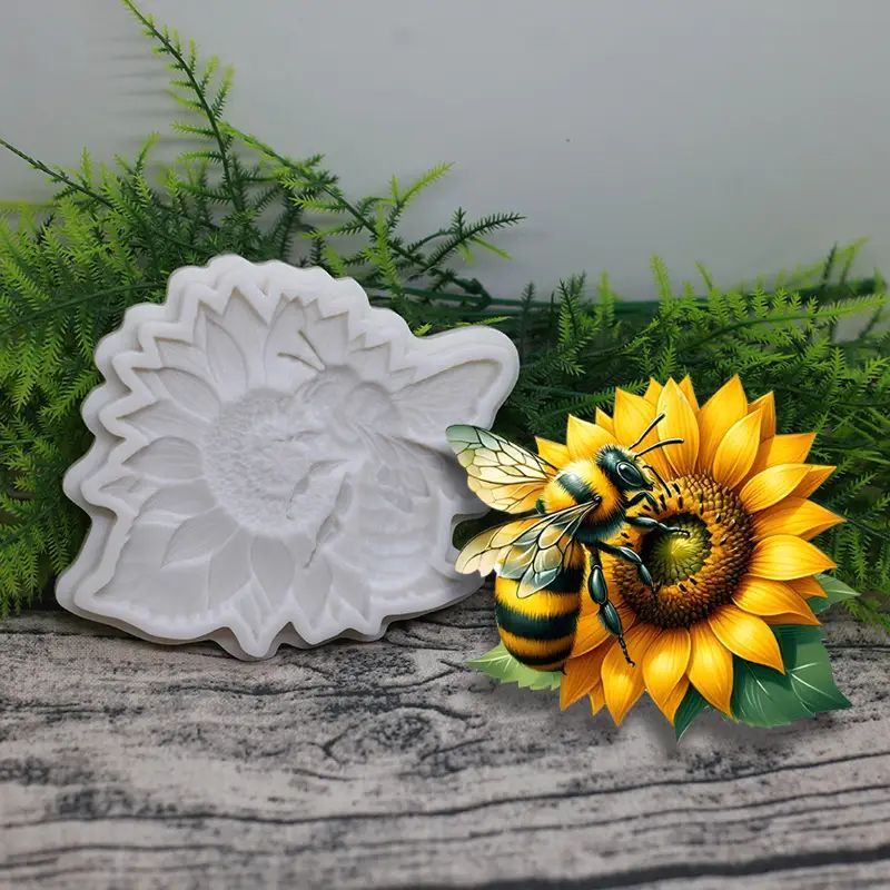 Silicone Craft Accent Mold. Bee on sunflower