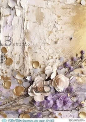 white and purple blossoms on oil pallet background AB Studio Rice Papers