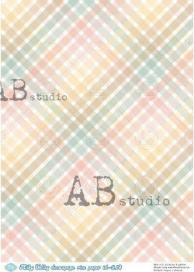 pink, blue,green  and diamon plaid pattern AB Studio Rice Papers