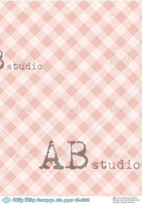 pale pink and white diamond plaid shaped AB Studio Rice Papers