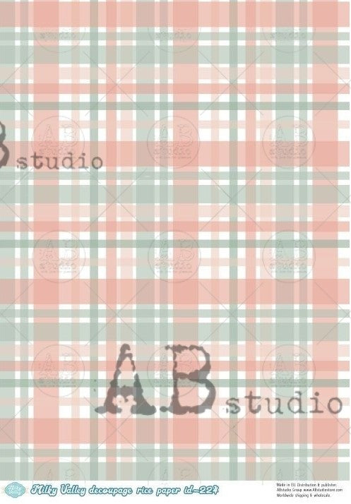pink and green plaid pattern AB Studio Rice Papers