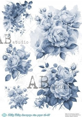 blue blossoms on white AB Studio Rice Papers