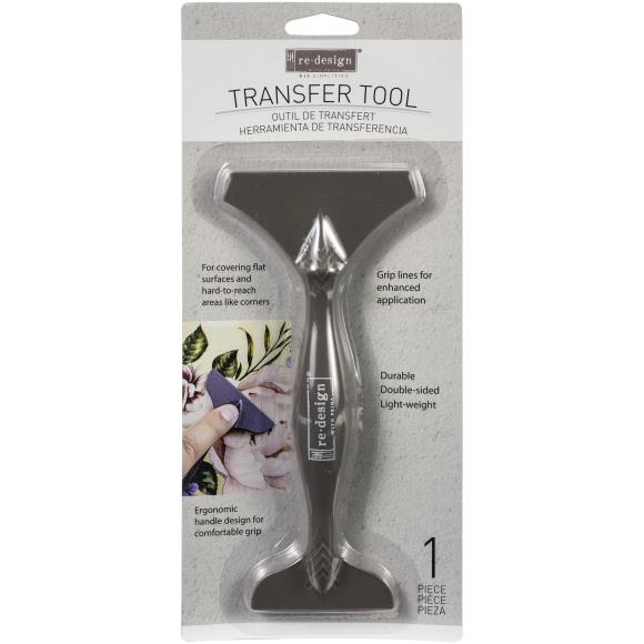 Prima Marketing Re-Design Transfer Tool Size: 3.25" x 7.5" inch Apply transfers with ease! The Transfer Tool makes it easy and effortless to apply Transfers to flat surfaces. 