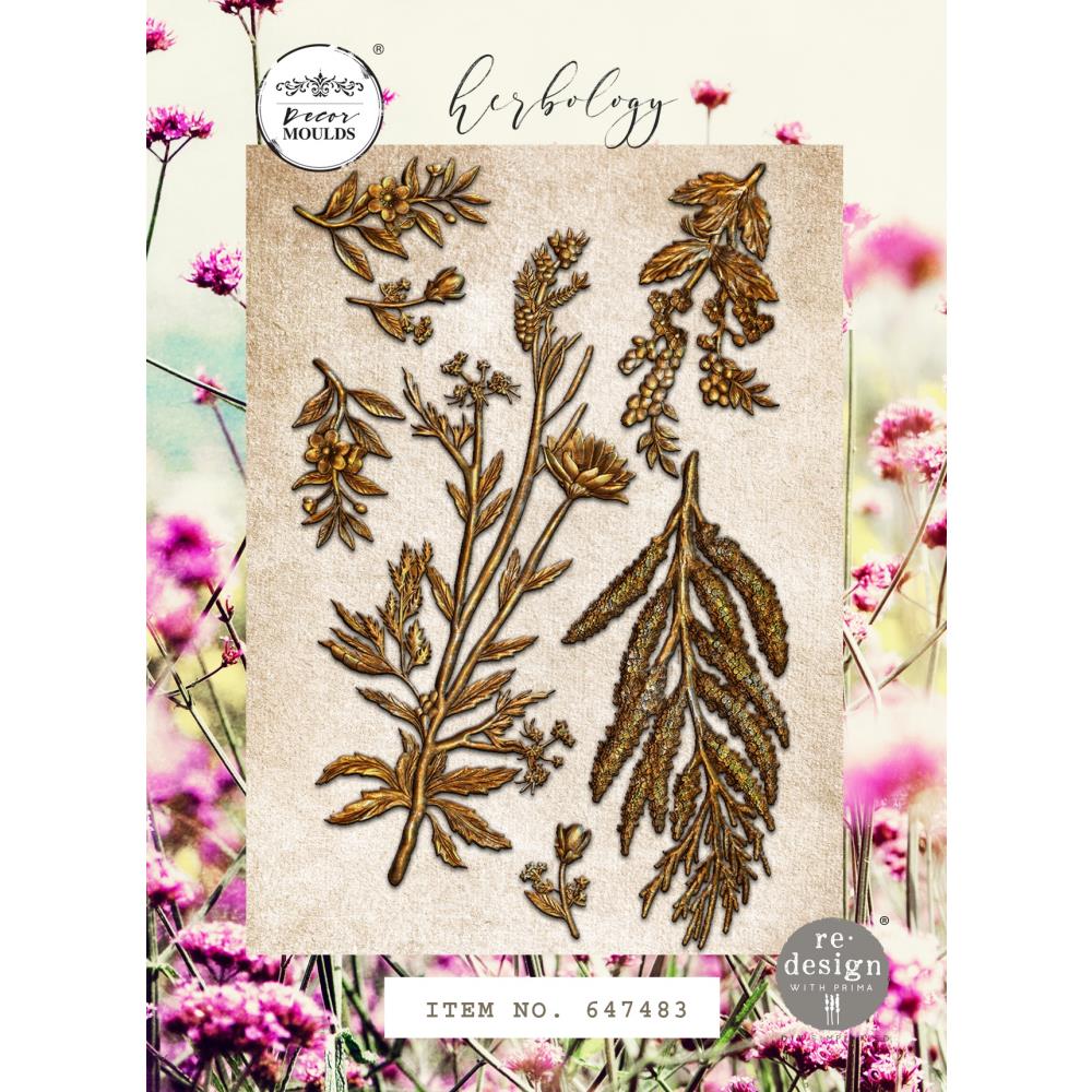 ReDesign with Prima - Decor Mold 5x8 Pattern: Herbology. Heat resistant and food safe. Breathe new life into your furniture, frames, plaques, boxes, scrapbooks, journals