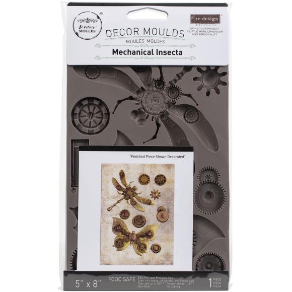 ReDesign with Prima - Decor Mold 5x8 Pattern: Mechanical Insectica. Heat resistant and food safe. Breathe new life into your furniture, frames, plaques, boxes, scrapbooks, journals