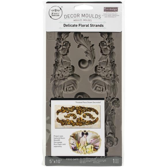 ReDesign with Prima - Decor Mold 5x8 Pattern: Delicate Floral Strands. Heat resistant and food safe. Breathe new life into your furniture, frames, plaques, boxes, scrapbooks, journals