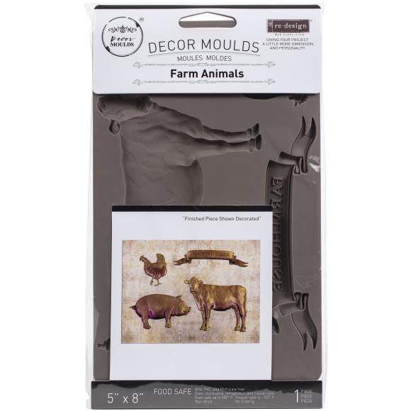 ReDesign with Prima - Decor Mold 5x8 Pattern: Farm Animals. Heat resistant and food safe. Breathe new life into your furniture, frames, plaques, boxes, scrapbooks, journals