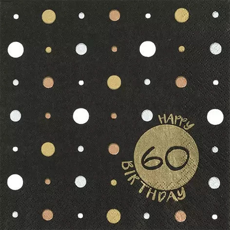 These Happy 60th Birthday Decoupage Paper Napkins are exceptional quality. Imported from Europe. Ideal for Decoupage Crafting, DIY craft projects, Scrapbooking, Mixed Media, Art Journaling