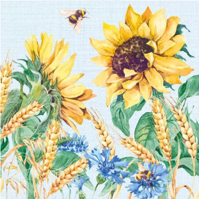 These Sunflowers and WheatDecoupage Paper Napkins are of exceptional quality. Imported from Europe. 3-ply with silky feel. Vivid Colors. Ideal for Decoupage Crafting, DIY craft projects
