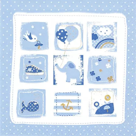 Shop Little One Blue Decoupage Paper Napkins are of exceptional quality and imported from Europe. This makes them ideal for Decoupage Crafting, DIY craft projects, Scrapbooking, Mixed Media