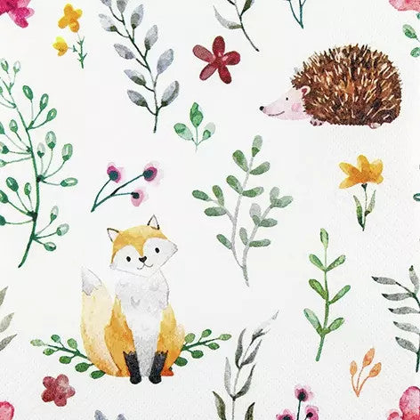 These Wonderful Forest with fox and porcupine Decoupage Paper Napkins are exceptional quality. Imported from Europe. Ideal for Decoupage Crafting, DIY craft projects, Scrapbooking, Mixed Media, Art Journaling
