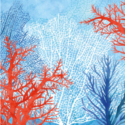 These blue Ocean Coral Decoupage Paper Napkins are exceptional quality. Imported from Europe. Ideal for Decoupage Crafting, DIY craft projects, Scrapbooking, Mixed Media