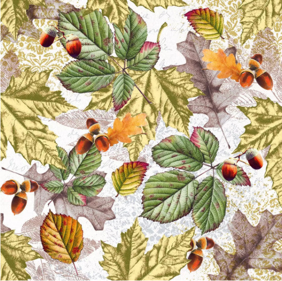 These Fall Foliage Decoupage Paper Napkins are of exceptional quality and imported from Europe. 3-ply Silky feel. Vivid ink colors. Ideal for Decoupage Crafting, DIY, Scrapbooking, Mixed Media